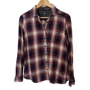 Roots Plaid Flannel Button Up Shirt Women’s S Red Blue Cotton Top Casual Comfy